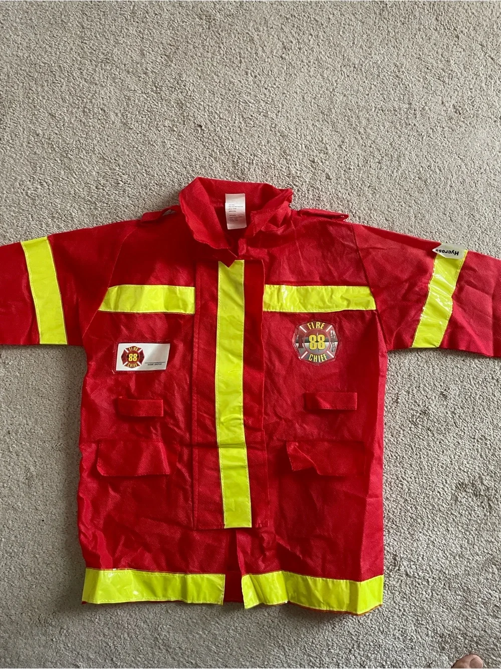 Kids Red Firefighter Jacket with Yellow Reflective Stripes